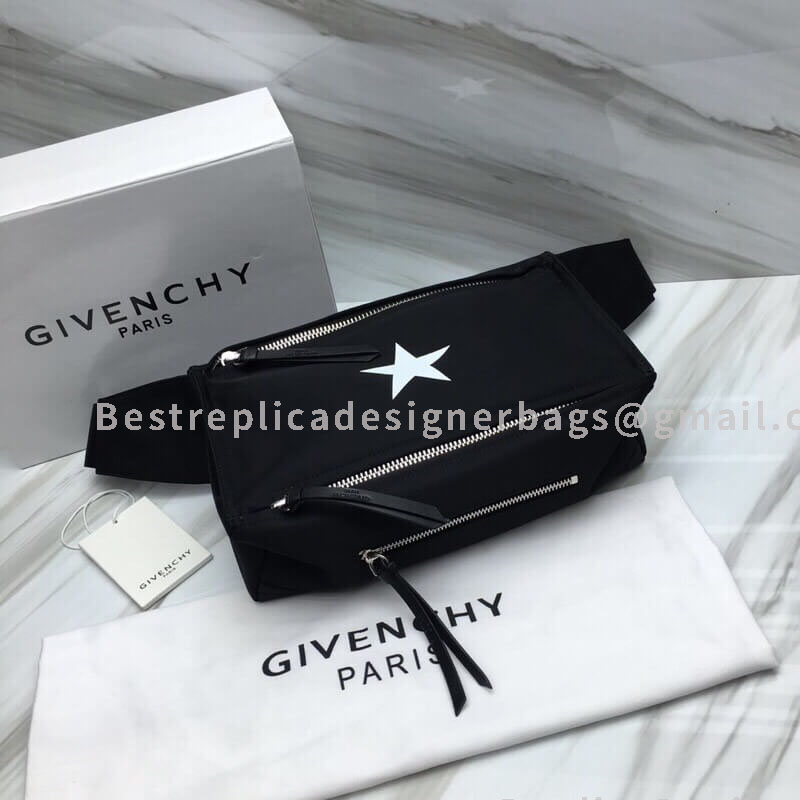 Givenchy Pandora Belt Bag Black In Nylon With Star SHW 29987